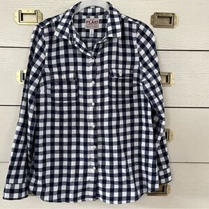 Old Navy Women’s Plaid Flannel Classic Shirt, Blue and White Plaid, Size Small